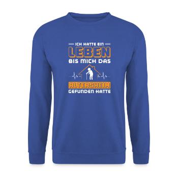 Altenpflege Pfleger Pflegepersonal Pflegekraft - Unisex Pullover - Royalblau - Vorne - Alina (178cm) & Michal (187cm)