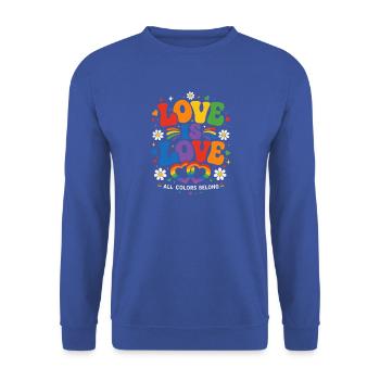 Liebe Ist Liebe, Alle Farben Gehören Zum - Unisex Pullover - Royalblau - Vorne - Alina (178cm) & Michal (187cm)
