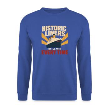 Ozeandampfer Maritime Geschichte Historisches - Unisex Pullover - Royalblau - Vorne - Alina (178cm) & Michal (187cm)
