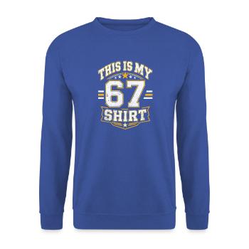 Funny 6 7 six seven meme - Unisex Pullover - Royalblau - Vorne - Alina (178cm) & Michal (187cm)