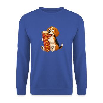 Beagle verschlingt ein riesiges Deli-Sandwich - Unisex Pullover - Royalblau - Vorne - Alina (178cm) & Michal (187cm)