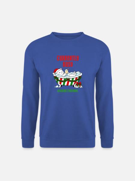 Weihnachtskatze im Schaumbad beschäftigt damit, allen aus dem Weg zu gehen - Unisex Pullover - Royalblau
