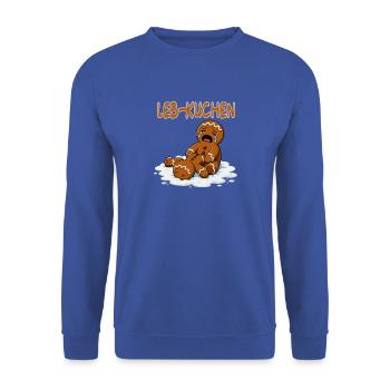 LEB-KUCHEN Trauriger Lebkuchen Winterweihnachten - Unisex Pullover - Royalblau - Vorne - Alina (178cm) & Michal (187cm)