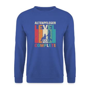 Altenpflege Pfleger Pflegepersonal Pflegekraft - Unisex Pullover - Royalblau - Vorne - Alina (178cm) & Michal (187cm)