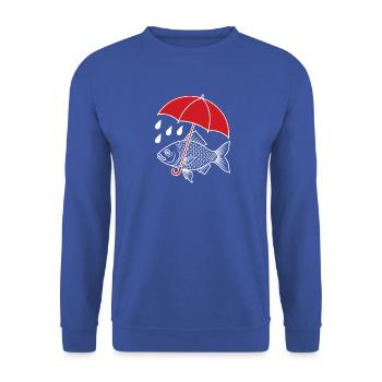Regenschirm Fisch Angler Angeln Regenwetter - Unisex Pullover - Royalblau - Vorne - Alina (178cm) & Michal (187cm)