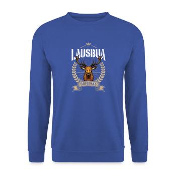 Lausbua Hirsch Bayern Tracht Volksfest Geschenk - Unisex Pullover - Royalblau - Vorne - Alina (178cm) & Michal (187cm)
