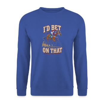 Ich wette darauf: Pferderennen - Unisex Pullover - Royalblau - Vorne - Alina (178cm) & Michal (187cm)