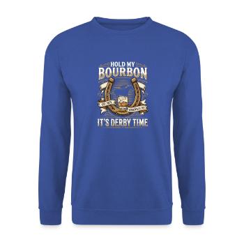  Hold My Bourbon Its Derby Time Funny Derby Day - Unisex Pullover - Royalblau - Vorne - Alina (178cm) & Michal (187cm)