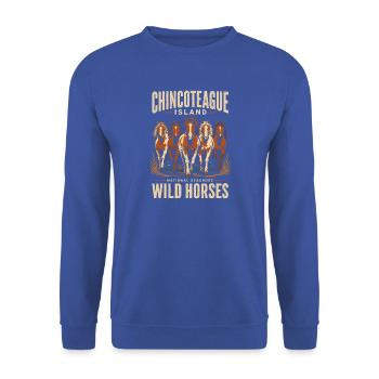 Chincoteague Wildpferde Insel - Unisex Pullover - Royalblau - Vorne - Alina (178cm) & Michal (187cm)