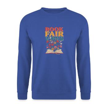Buchmesse-Vibes - Unisex Pullover - Royalblau - Vorne - Alina (178cm) & Michal (187cm)