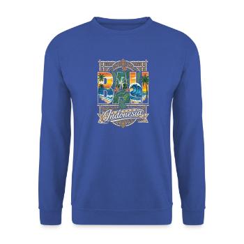 Bali Indonesia Buchstaben - Unisex Pullover - Royalblau - Vorne - Alina (178cm) & Michal (187cm)