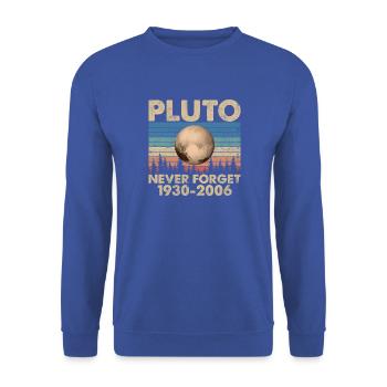 Pluto Zwergplanet Astronomie Weltraum Never Forget - Unisex Pullover - Royalblau - Vorne - Alina (178cm) & Michal (187cm)