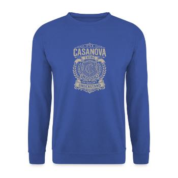 Casanova Ding – Du Verstehst Das Nicht - Unisex Pullover - Royalblau - Vorne - Alina (178cm) & Michal (187cm)