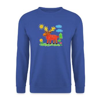 Sonnenbeschienene Hirsche auf der Spielischen Wiese - Unisex Pullover - Royalblau - Vorne - Alina (178cm) & Michal (187cm)