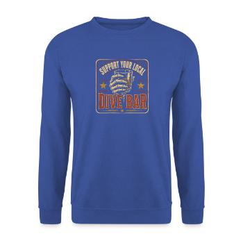 Unterstütze deine lokale Kneipe – Skeletttrinken - Unisex Pullover - Royalblau - Vorne - Alina (178cm) & Michal (187cm)