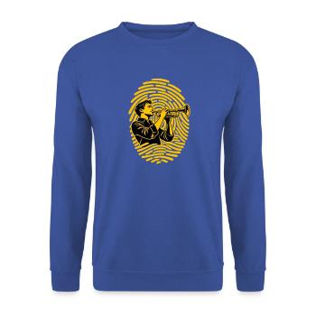 Trompete Fingerabdruck Trompeter Jazz Blasmusik - Unisex Pullover - Royalblau - Vorne - Alina (178cm) & Michal (187cm)