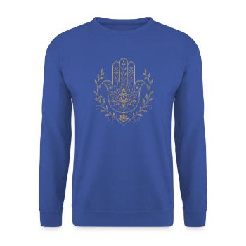 Hamsa-Schutzauge - Unisex Pullover - Royalblau - Vorne - Alina (178cm) & Michal (187cm)