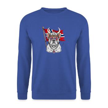  Wikinger Bulldogge Norwegen Flagge Skandinavien - Unisex Pullover - Royalblau - Vorne - Alina (178cm) & Michal (187cm)