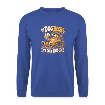 Hund mit Bier Spruchmotiv - Unisex Pullover - Royalblau - Vorne - Alina (178cm) & Michal (187cm)