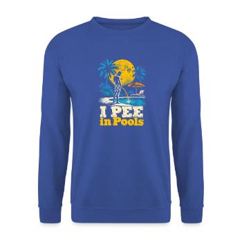 Tropischer Retro-Pool-Print - Unisex Pullover - Royalblau - Vorne - Alina (178cm) & Michal (187cm)