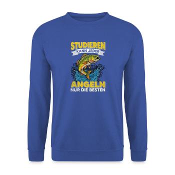 Angeln Angler Fischer Studium Lustiger Spruch - Unisex Pullover - Royalblau - Vorne - Alina (178cm) & Michal (187cm)