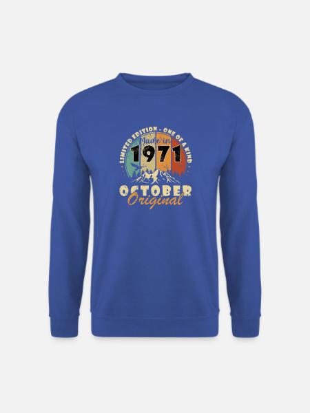 55. Geburtstag Geschenk Mann Best of Oktober 1971 - Unisex Pullover - Royalblau