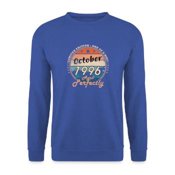 30. Geburtstag Geschenk Mann Original Oktober 1996 - Unisex Pullover - Royalblau - Vorne - Alina (178cm) & Michal (187cm)