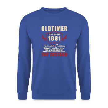 Vintage Oktober 1981 Retro-Ausgabe Oktober 1981 - Unisex Pullover - Royalblau - Vorne - Alina (178cm) & Michal (187cm)