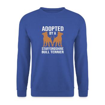 Staffordshire Bullterrier - Unisex Pullover - Royalblau - Vorne - Alina (178cm) & Michal (187cm)