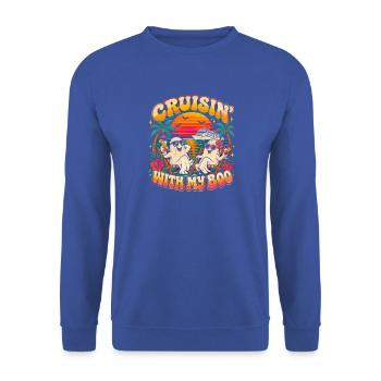 Crusin mit Boo am Strand - Unisex Pullover - Royalblau - Vorne - Alina (178cm) & Michal (187cm)