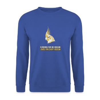 Nymphensittich Sittich Fan Nymphensittich Halter V - Unisex Pullover - Royalblau - Vorne - Alina (178cm) & Michal (187cm)