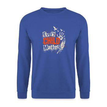 Jedes Kind zählt Protestkunst - Unisex Pullover - Royalblau - Vorne - Alina (178cm) & Michal (187cm)