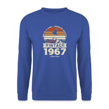 60 Jahre 1967 Vintage Retro Geburtstagsgeschenk - Unisex Pullover - Royalblau - Vorne - Alina (178cm) & Michal (187cm)