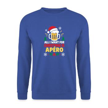 Skelett-Don mit Fedora und Zigarre - Unisex Pullover - Royalblau - Vorne - Alina (178cm) & Michal (187cm)