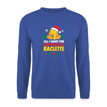 Raclette-Weihnachtsstimmung - Unisex Pullover - Royalblau - Vorne - Alina (178cm) & Michal (187cm)