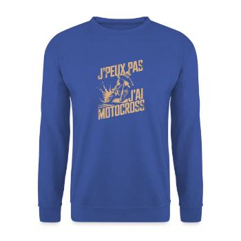 Jpeux Pas Jai Motocross Fahrer Sprung Im Gelände - Unisex Pullover - Royalblau - Vorne - Alina (178cm) & Michal (187cm)