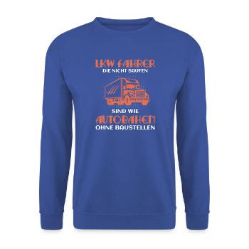 Lkw Fahrer Kraftfahrer LKW-Fahrer - Unisex Pullover - Royalblau - Vorne - Alina (178cm) & Michal (187cm)