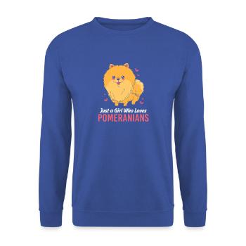 Pomeranian Zwergspitz Hund - Unisex Pullover - Royalblau - Vorne - Alina (178cm) & Michal (187cm)