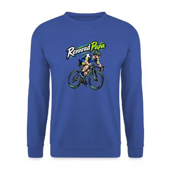 Rennrad Papa – Neon Sprint Illustration - Unisex Pullover - Royalblau - Vorne - Alina (178cm) & Michal (187cm)
