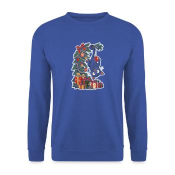 Katzenzauber am Weihnachtsbaum - Unisex Pullover - Royalblau - Vorne - Alina (178cm) & Michal (187cm)