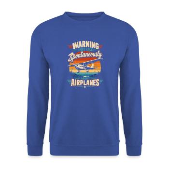 Spontanes Flugzeug-Wortspiel Vintage - Unisex Pullover - Royalblau - Vorne - Alina (178cm) & Michal (187cm)