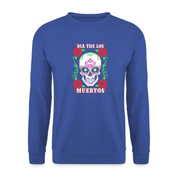 Sugar Skull Maske Mexican Sugar Skull Mexican - Unisex Pullover - Royalblau - Vorne - Alina (178cm) & Michal (187cm)