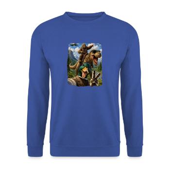 Mallard Duck Selfie Bigfoot T Rex UFO Funny Gifts - Unisex Pullover - Royalblau - Vorne - Alina (178cm) & Michal (187cm)