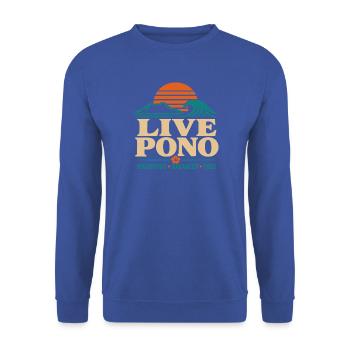 Live Pono - Unisex Pullover - Royalblau - Vorne - Alina (178cm) & Michal (187cm)