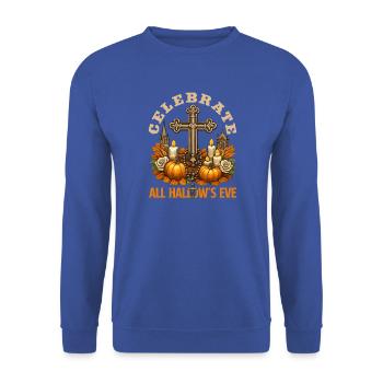 Katholischen Kirche Zu Halloween - Unisex Pullover - Royalblau - Vorne - Alina (178cm) & Michal (187cm)