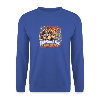  Everything Is Fine I Have Coffee Französische - Unisex Pullover - Royalblau - Vorne - Alina (178cm) & Michal (187cm)