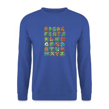 Explosives Tropenalphabet - Unisex Pullover - Royalblau - Vorne - Alina (178cm) & Michal (187cm)