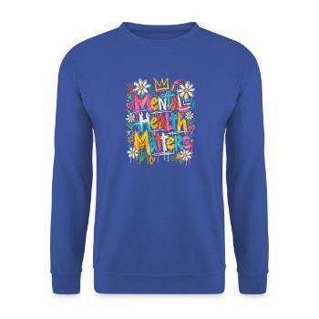 Mental Health Matters Graffiti Flowers - Unisex Pullover - Royalblau - Vorne - Alina (178cm) & Michal (187cm)
