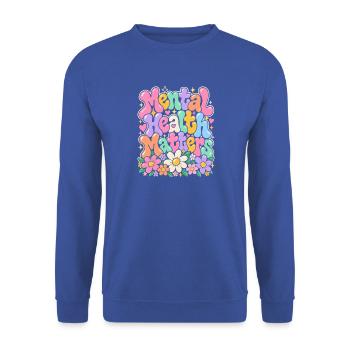 Mentale Gesundheit Blütenzauber - Unisex Pullover - Royalblau - Vorne - Alina (178cm) & Michal (187cm)