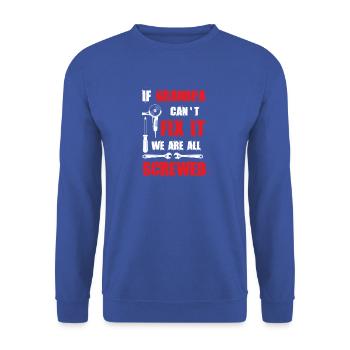 Grandpa Gift Handyman DIY-Reparaturwerkstatt - Unisex Pullover - Royalblau - Vorne - Alina (178cm) & Michal (187cm)